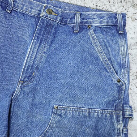 Vintage Carhartt B73 DST Faded Blue Jeans Denim Double Knee Carpenter Pant 33x31 - Picture 10 of 16